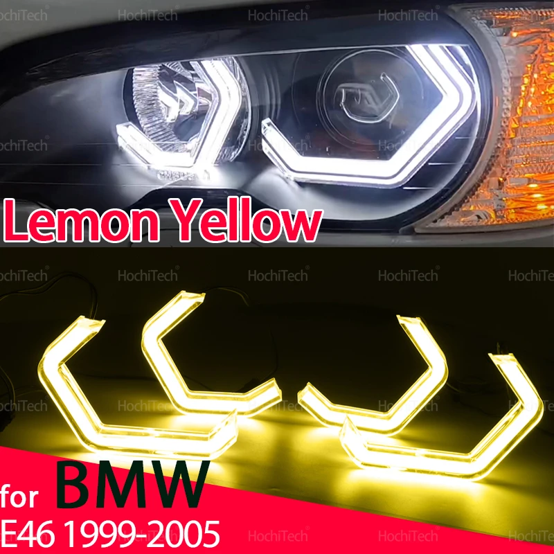 

4pcs Lemon Yellow CSL Style LED Angel Eyes for BMW E46 Sedan Touring Wagon 1999-2005 M4 Style Daytime Running Lights Parts