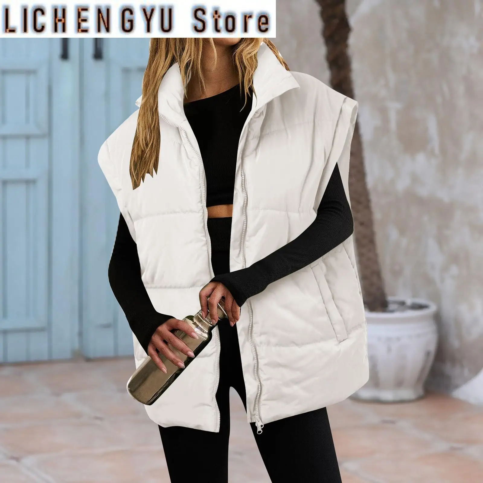 

Women'S Oversized Vest Lightweight Stcollar Flight Sleeves Insulated Padded Puffy Coat With Pockets