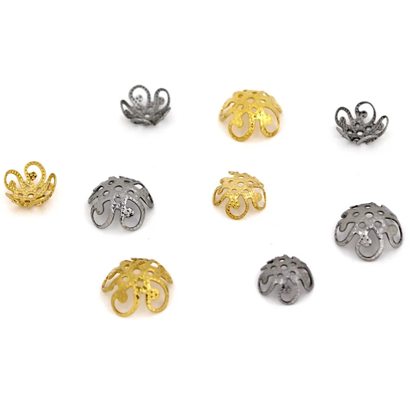 

50pcs Stainless Steel Hollow Flower Spacer Beads End Caps Charms For DIY Earrings Pendant Jewelry Making Findings Accessories