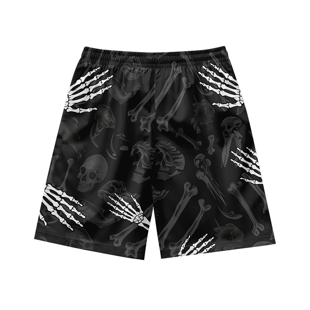 100% Polyester All Over Printing Custom Men's Shorts Summer Men Anime Shorts pantalones casuales Skull printing