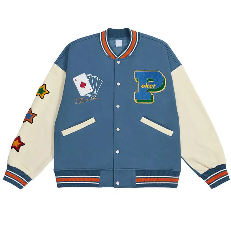 Oversized Hip Hop Baseball Jackets Embroidery Streetwear Casual Outwear Coats For Male Patchwork