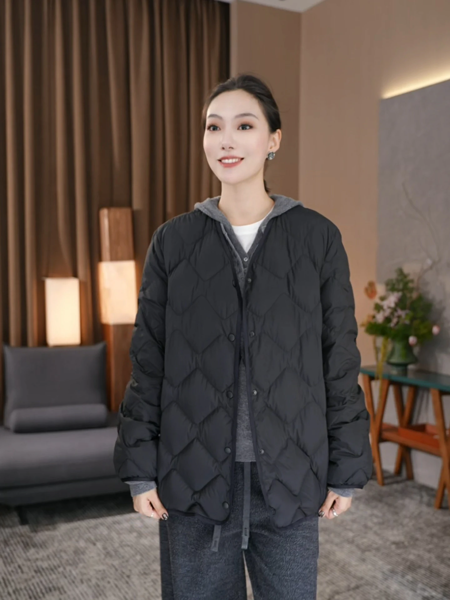 

Легкая приталенная куртка из гусиного пуха, белое стеганое пальто с V-образным вырезом, длинными рукавами, модная женская зимняя верхняя одежда