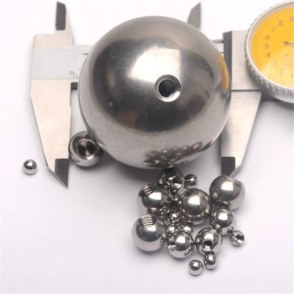 1Pc Metric Thread Half Hole Drilling Ball M2 M3 M4 M5 304 Stainless Steel Female Thread Blind Hole Smooth Tapped Bead Hardware
