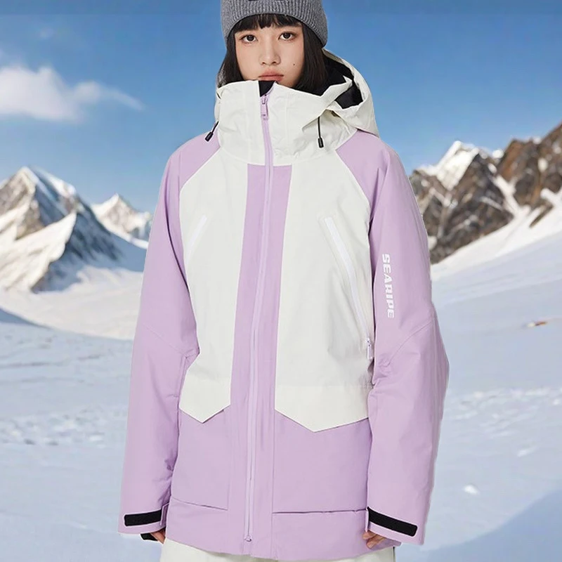 Veste de ski imperméable à capuche avec fermeture éclair pour homme et femme, vêtements de motoneige, sports de plein air, chaud, nouveau, 2025, 506