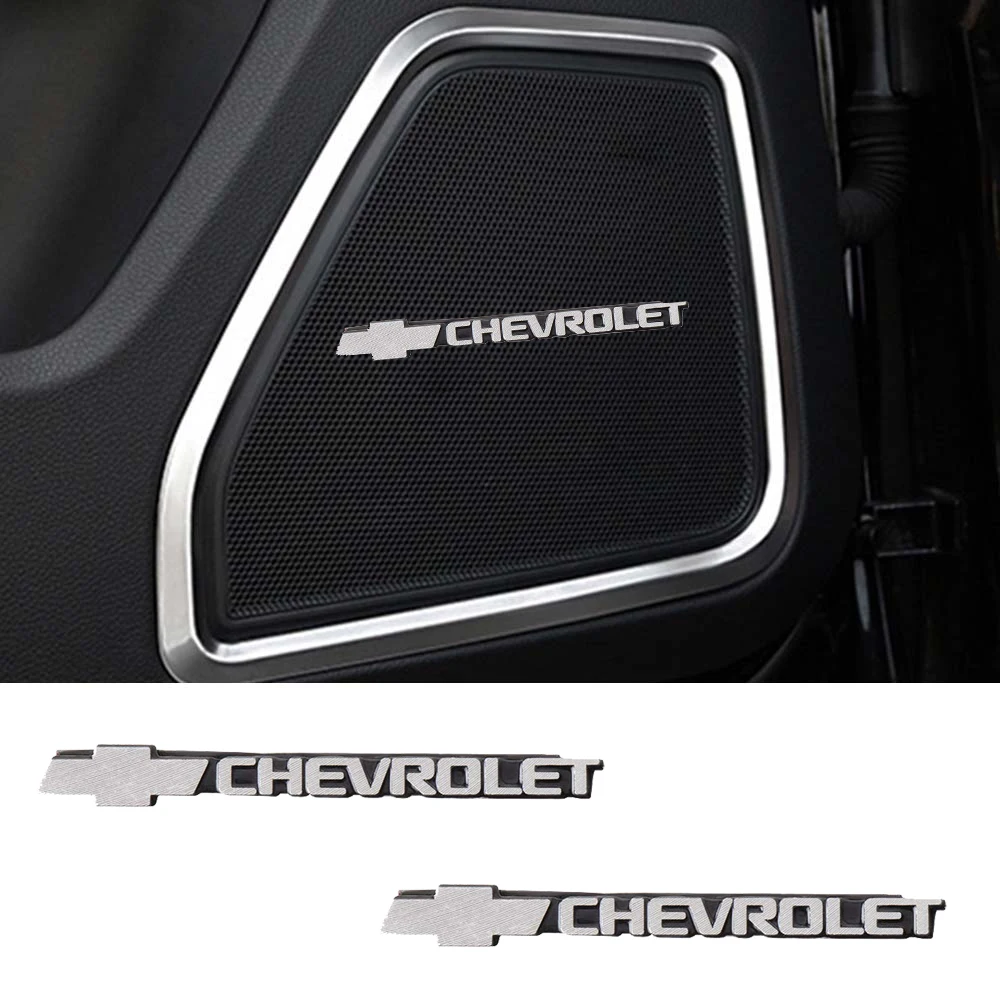 2pcs 3D Aluminum Emblem Badge Interior Speaker Audio Sticker Auto Decoration For Chevrolet Cruze Lacetti Sonic Spark Sail Aveo