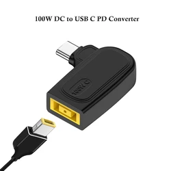100W DC Square Plug for Lenovo Laptop Charger to USB C PD Power Adapter Converter Type C Fast Charging Cable Cord for MacBook