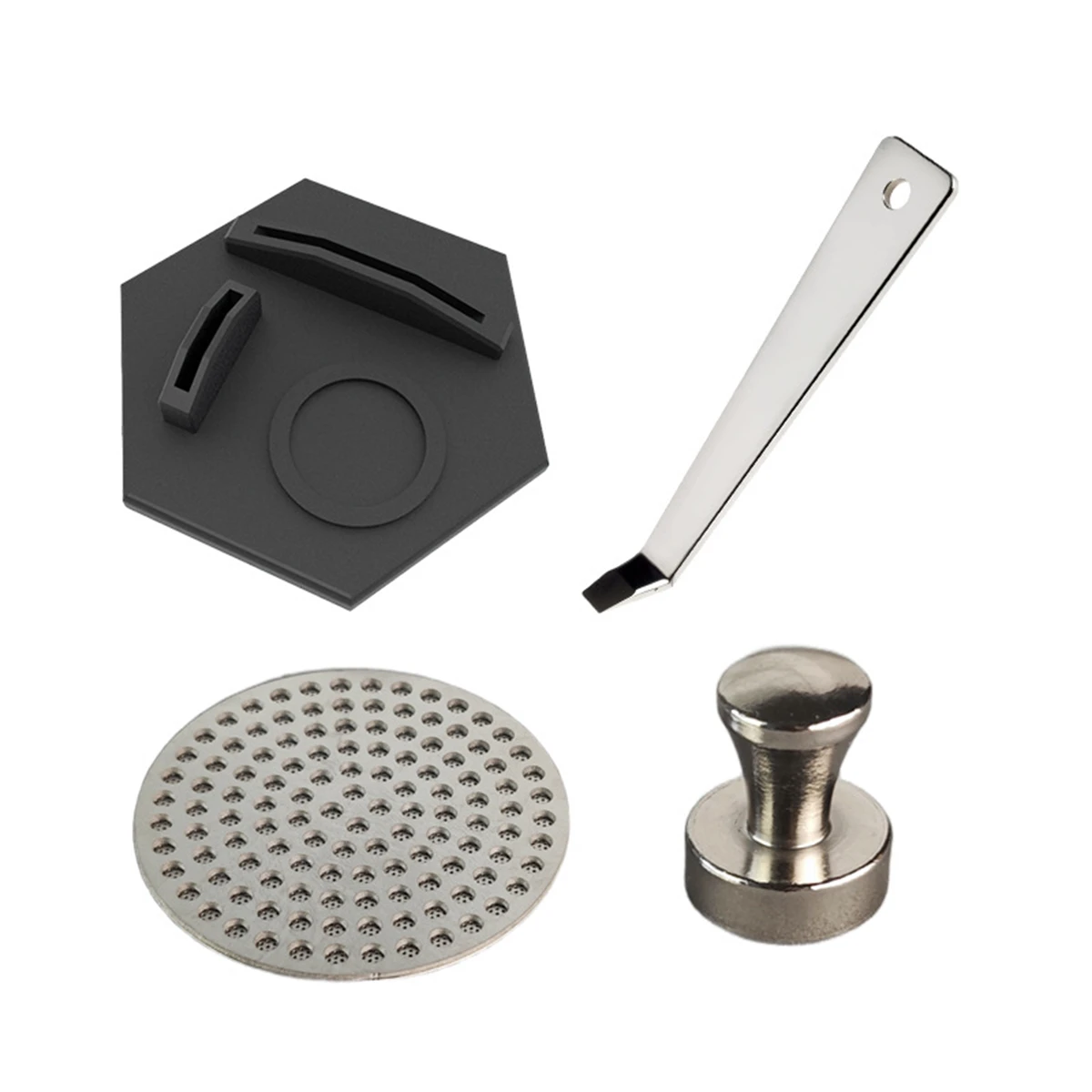 Silvery Black Puck Screen With Magnet For 51 53 58mm Portafilter Basket Coffee Filter Tool Cleaning Accessory