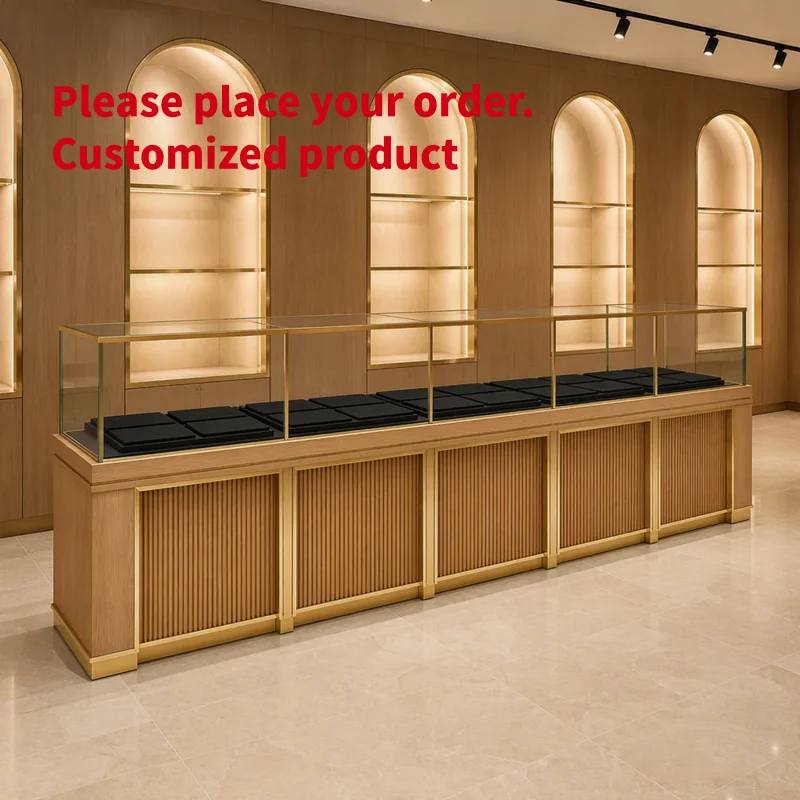 custom.Small Jewelry Kiosk & Store Design Showcase with LED Lighting Eco-Friendly Jewelry Counter/Table Display