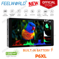 FEELWORLD P6XL 6 Inch 1200nit Aluminium Built-in Battery DSLR Camera Field Monitor Touch Screen 4K HDMI High Brightness
