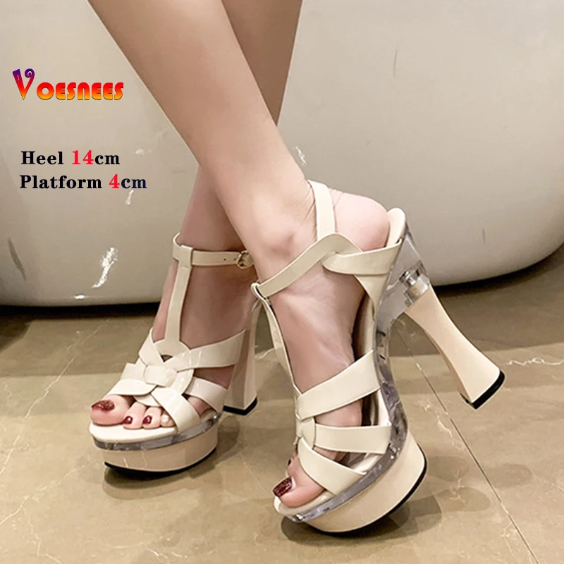 2024 New Summer Women Shoes 14CM Sexy T-band Wedding Super High Heels Waterproof Platform Party Sandals Nightlub Stripper Pumps