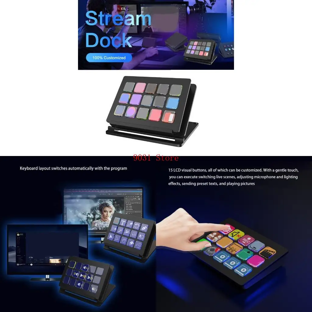 

Macro LCD Keyboard For Streaming Gamer Designers Customizable Hotkeys Switches