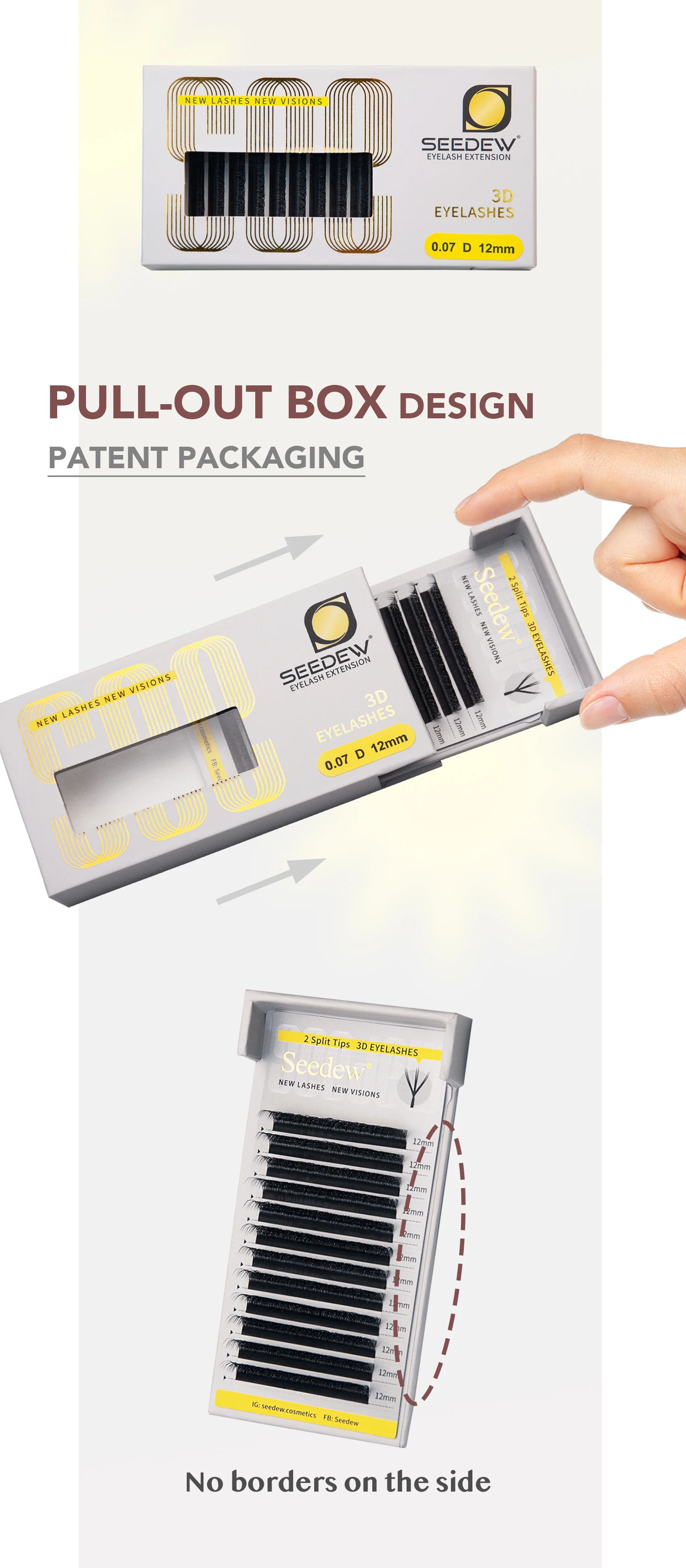 SEEDEW 2 Split Tips Lashes 3D Automatisch blühende W-förmige Make-up-Wimpernverlängerungen Natürliche, weiche, leichte, volle und dichte Wimpern – Detail 2