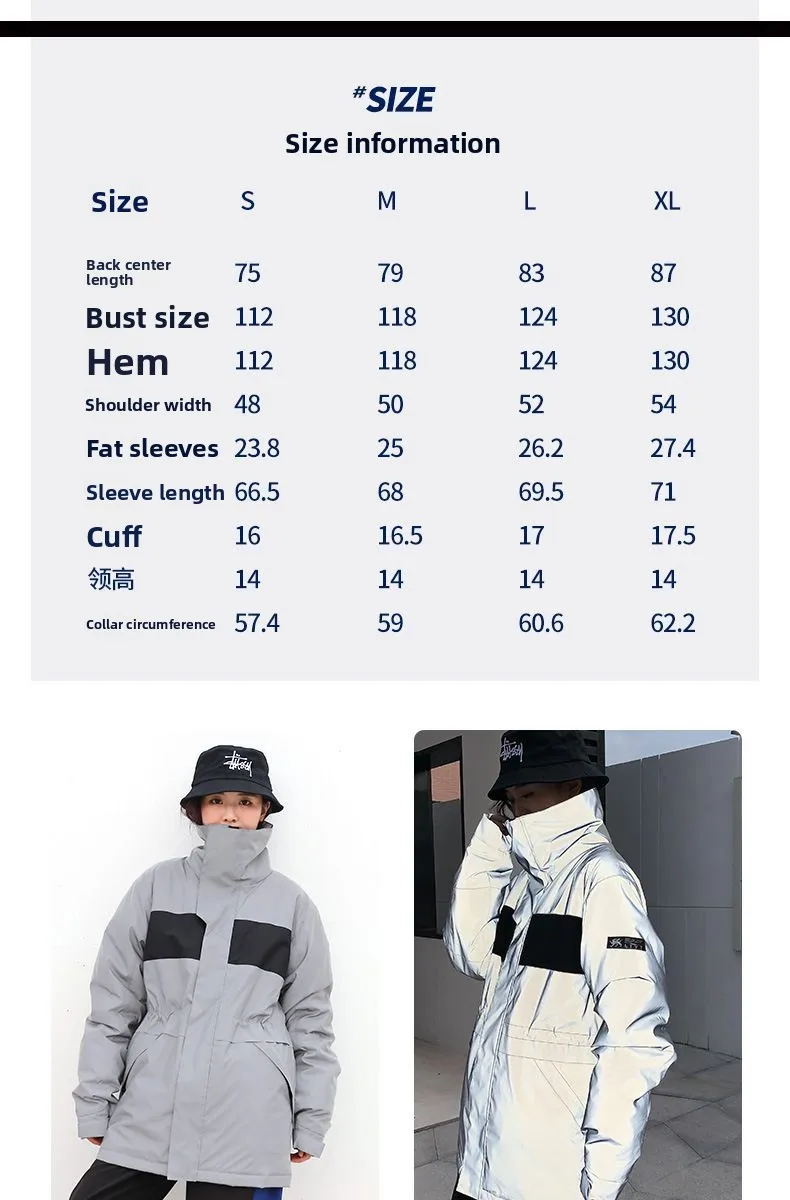 Ski Jacket Men Women Gradient Reflective Waterproof Winter Snowsports Thermal Insulated Breathable Slim Fit Windproof Coat New