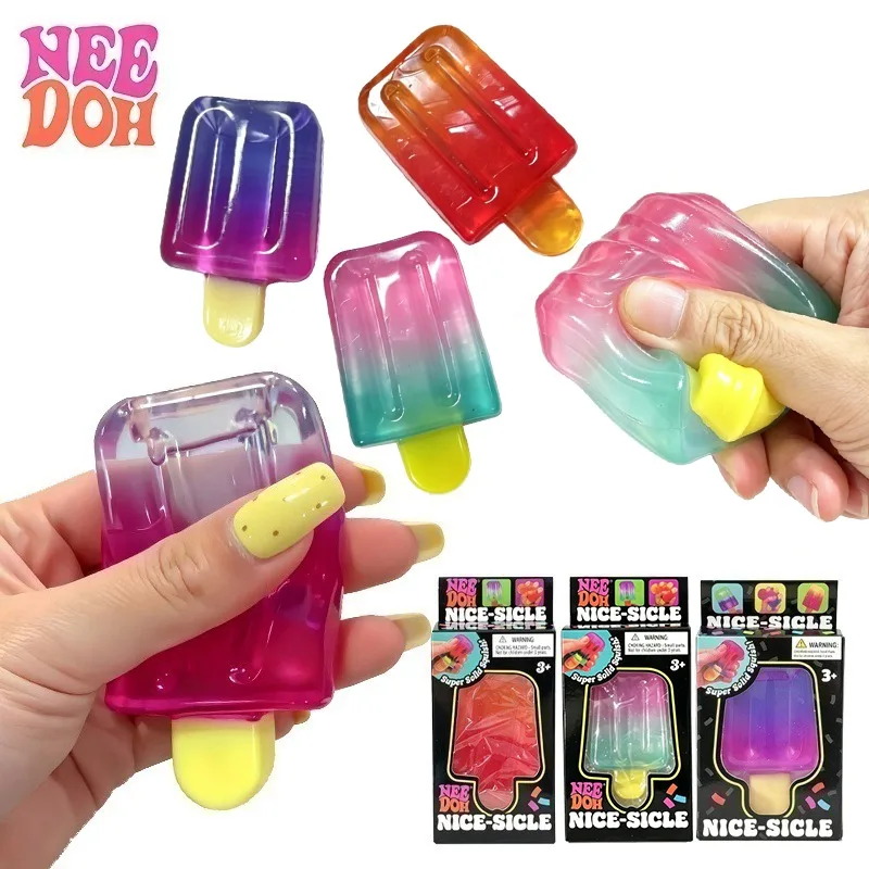 Needoh ice lolly Calming Fidget Toy TPR Transparent Squeeze Stretch Stress Relief Sensory Toy for Pressure Release Relax Gift