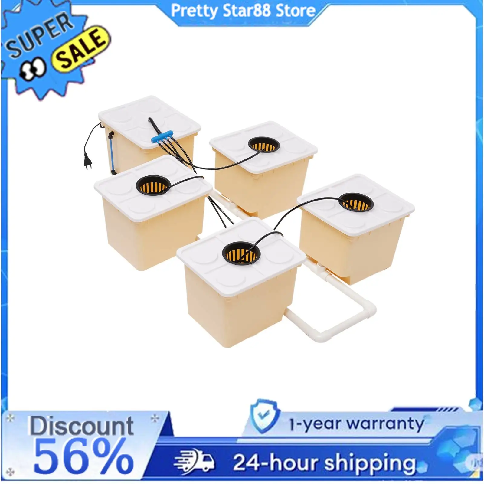 

11L Vegetable Aquaponic Kit Hydroponics Dutch Bucket Drip Growing System Complete Plants