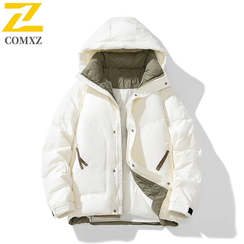 

COMXZ Comfort Outdoor Men Down Jacket Lightweight Ski Thick Warm Parka Leisure Hooded Journey Cold Proof Winter Puffer Jacket