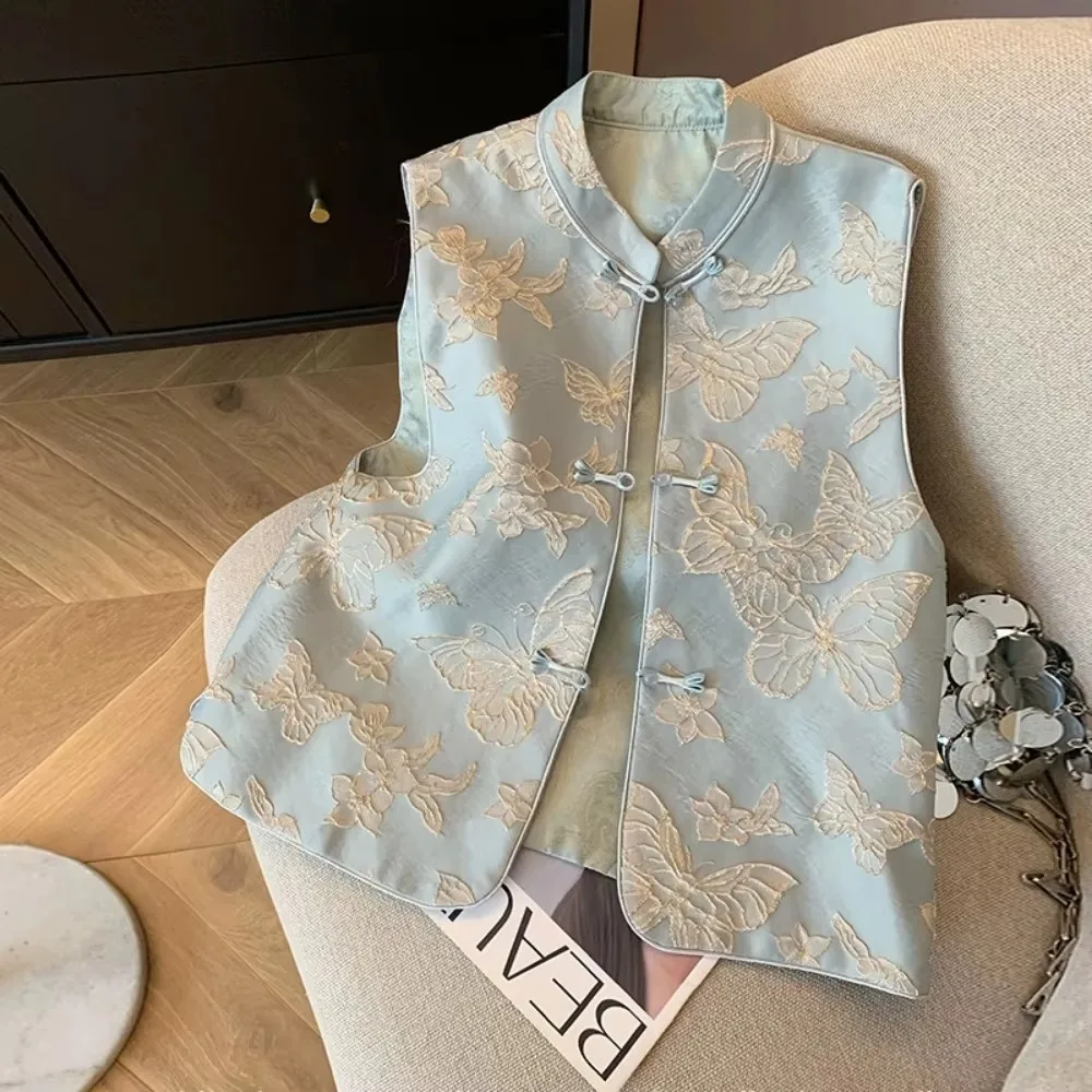 Thin Vest for Women Coats Ethnic Style Vintage Embroidery Jackets Fashion Clothes Quality Hanfu Traditional Chinese Clothing