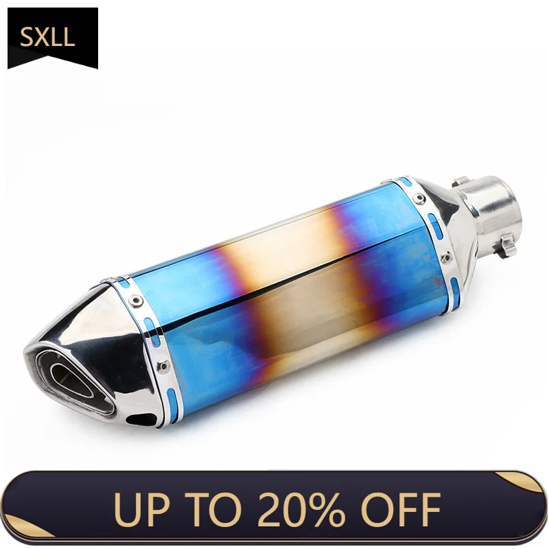 

SXLL Stainless steel double semi-blue small hexagonal exhaust pipe New conditions Motorcycle exhaust system