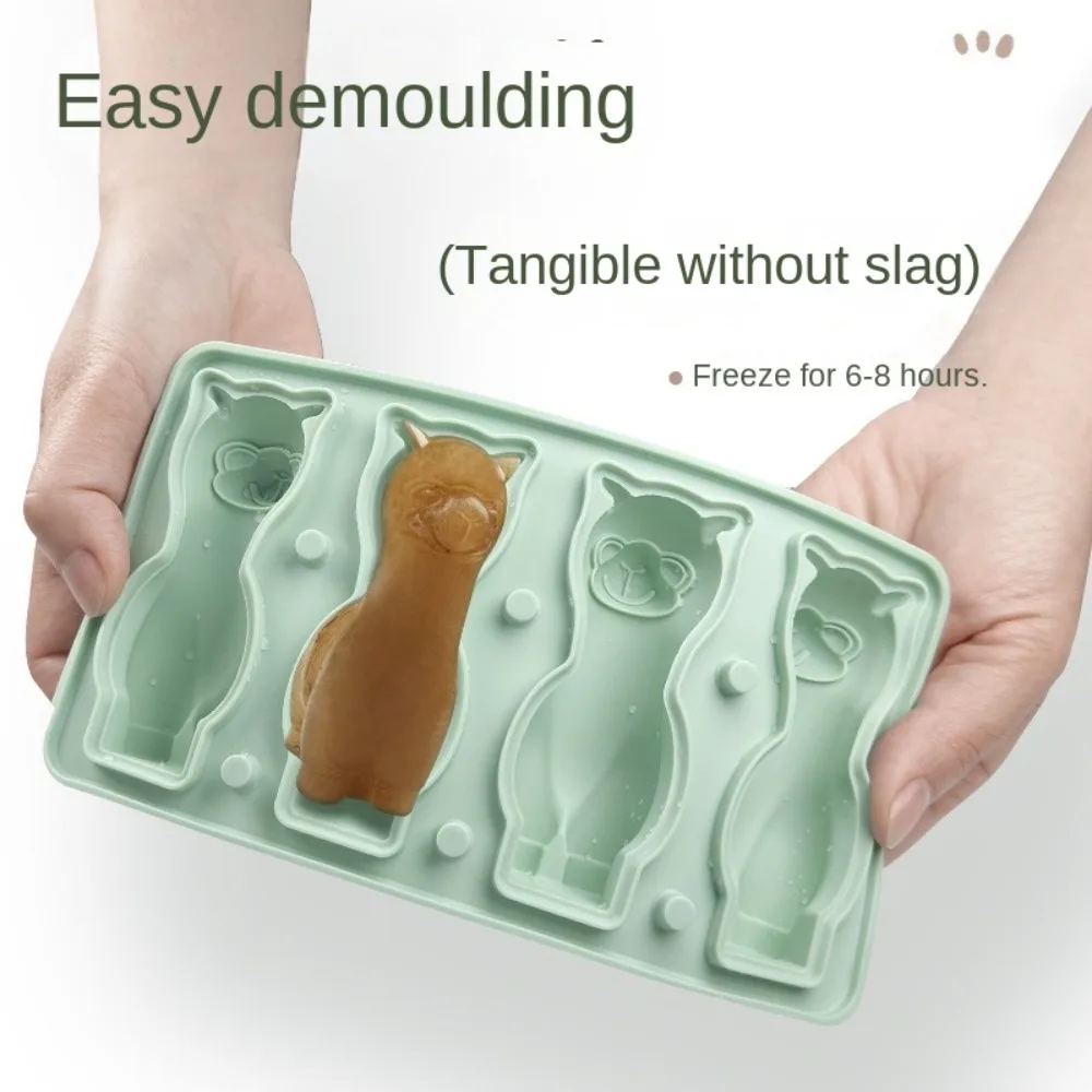 

Funny 3D Alpaca Ice Cube Tray DIY Silicone Long Ice Stick Tray 4 Grids Splash-proof Ice Cream Mold Kitchen Gadgets