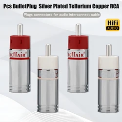 Preffair 4Pcs Line Silver Gold Plated RCA Plugs audio signal connectors plug RCA jack Extension adapter Diy