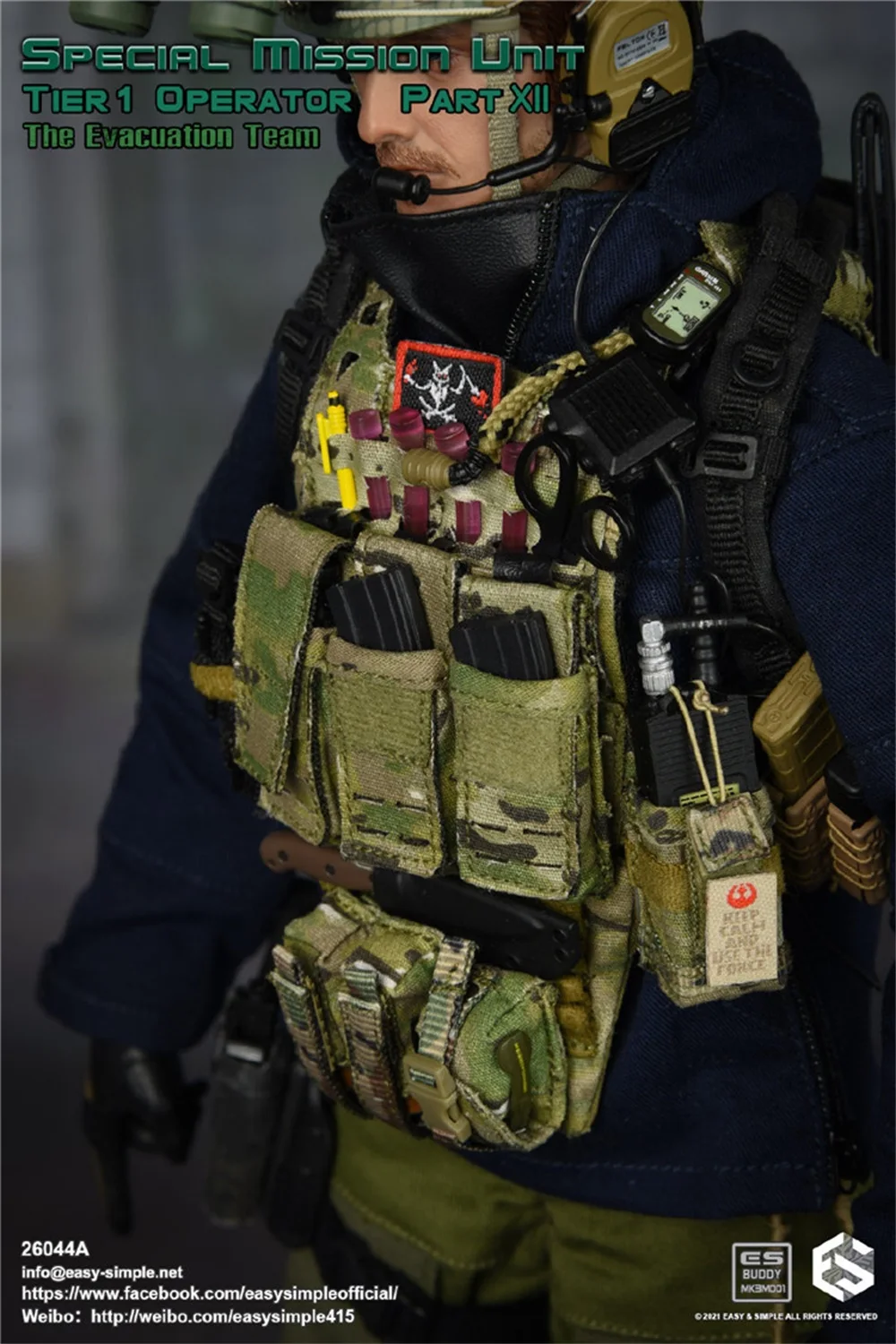 

EASY&SIMPLE ES 1/6th 26044A Special Mission Unit Tier 1 Operator Evacuation Part XII Team Hang Chest Bags Vest For 12inch Figure