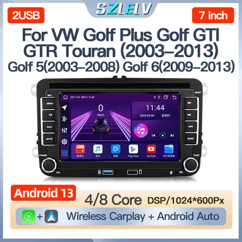Android Auto For VW Volkswagen Golf 5 6 GTI GTR Plus Touran Carplay Audio Car Radio Stereo GPS Video Player Autoradio BT 2din 4G