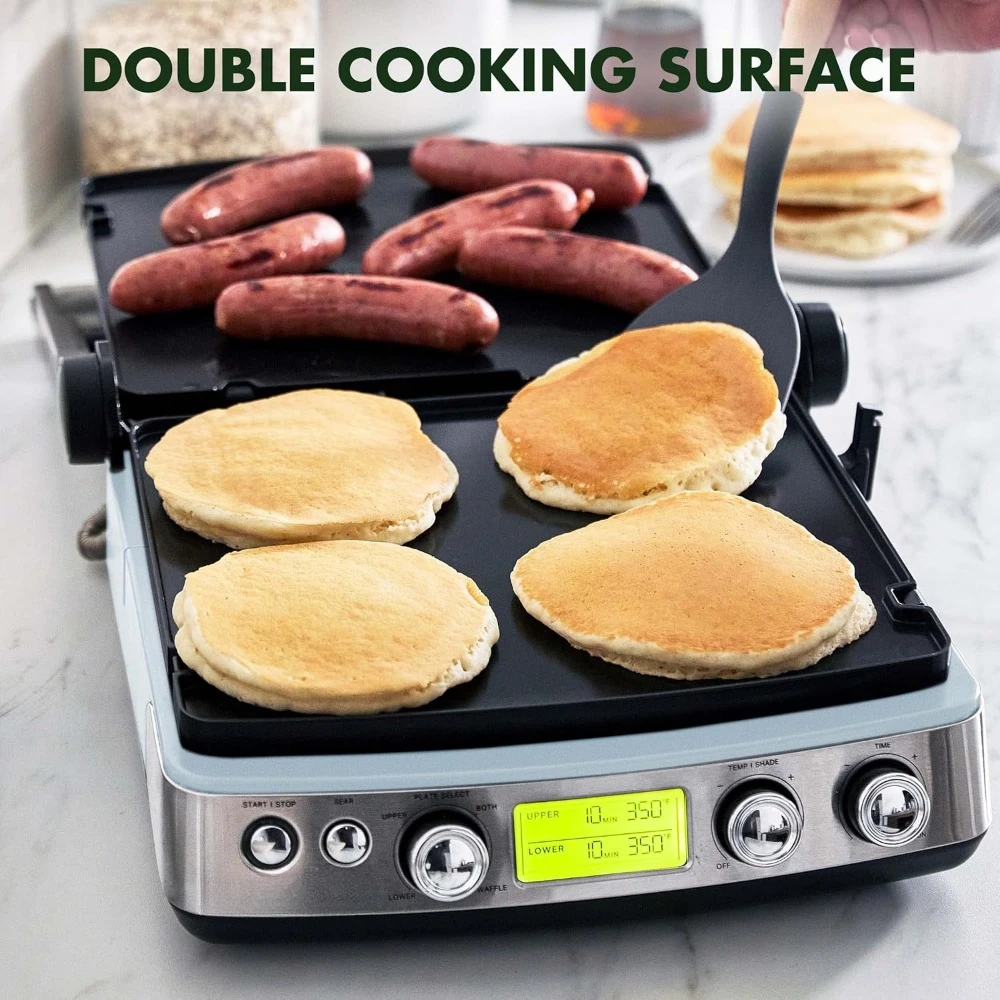 7-in-1 Multi-Function Contact Grill & Griddle, Adjustable Shade & Shear, Closed Press/Open Flat Surface,Blue Haze