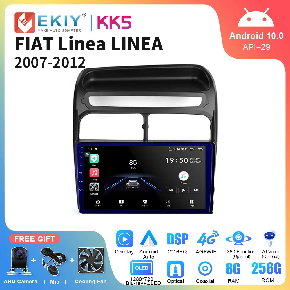 

EKIY KK5 для FIAT Linea LINEA 2007-2012 Android 10 автомобильный радиоплеер Android GPS-навигация стерео авто беспроводной Carplay 2 Din