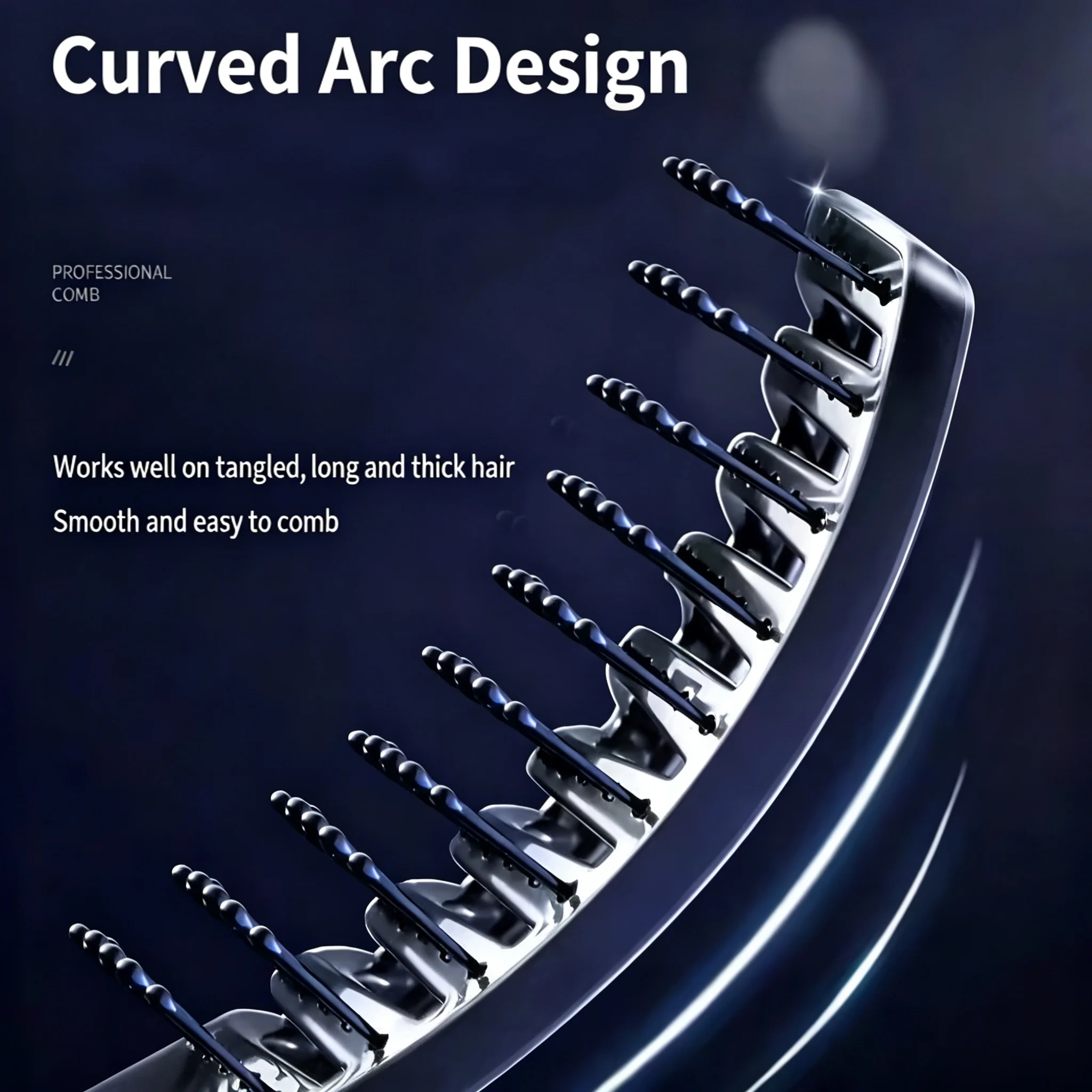 Large-Curve Fluffy Styling Comb for Long Wavy Hair Massaging Rib Rubber-Coated Straight-Hair Hairdressing Comb for Men And Women