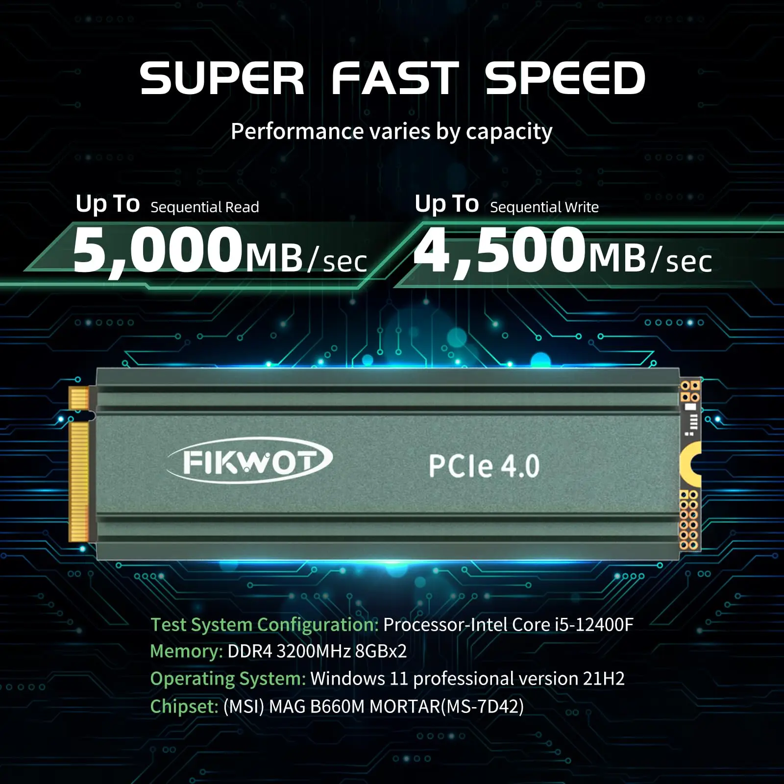 Fikwot FN960 M.2 2280 PCIe Gen4.0x4 NVMe 1.4 with Heatsink (512GB/1TB/2TB) Speeds up to 5,000MB/s SLC Cache Compatible PS5