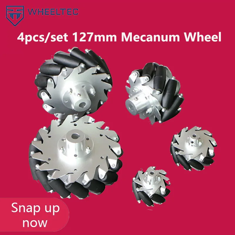 4pcs/set 127mm Mecanum Wheel Aluminum Alloy Metal Omni-directional Wheel for Arduino Raspberry Pi DIY Robotic Car