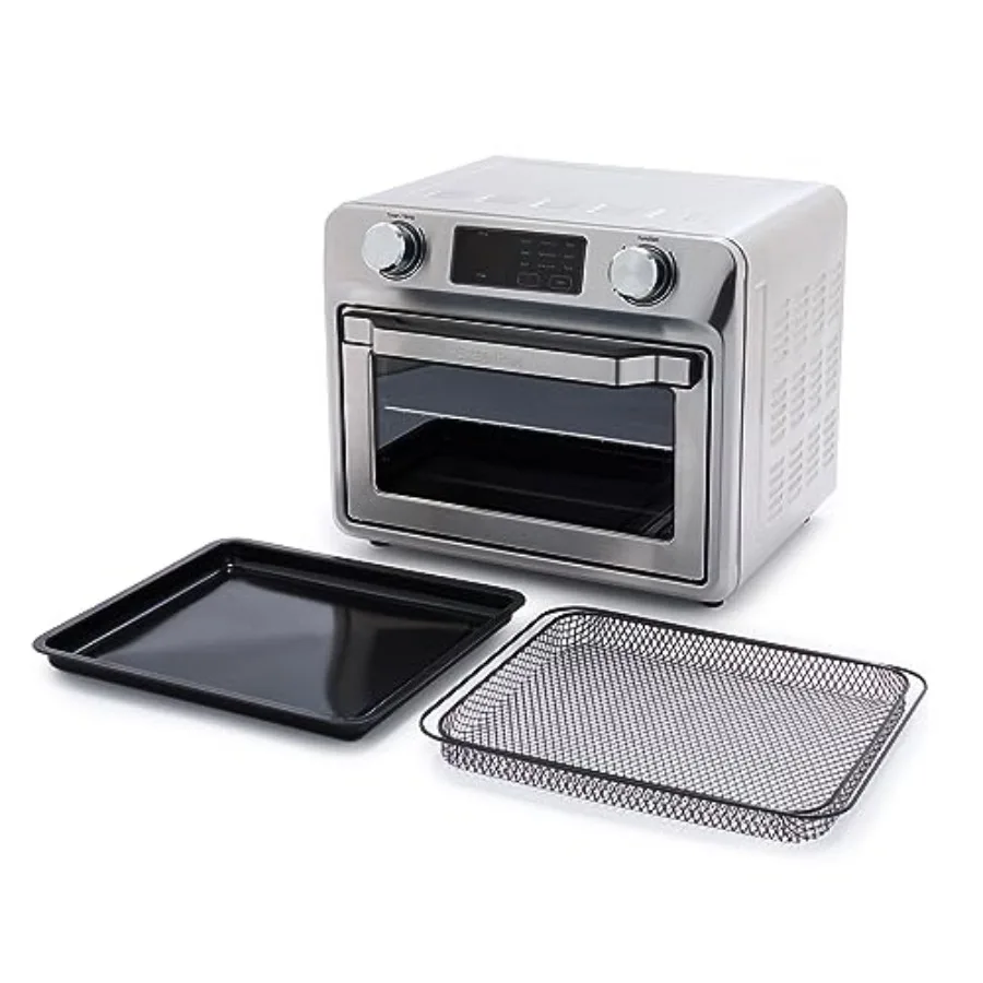 

Многофункциональная аэрофритюрница Bistro 9-в-1 из нержавеющей стали с антипригарной формой для выпечки, решеткой и корзиной из нержавеющей стали, быстрый нагрев