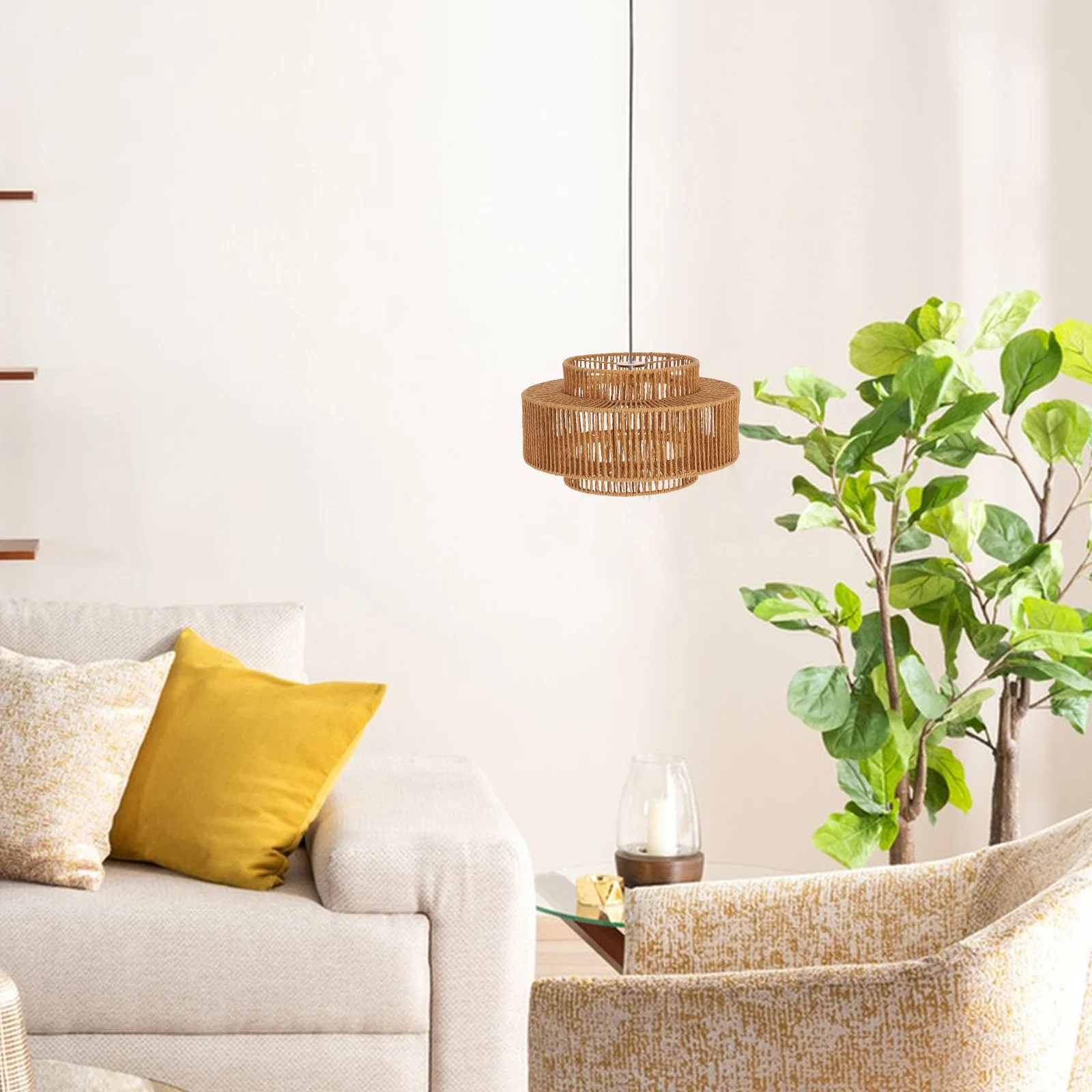 

Тканый бумажный веревочный абажур, минималистичный черный подвесной светильник для дома, ресторана, кафе, современное подвесное освещение середины века