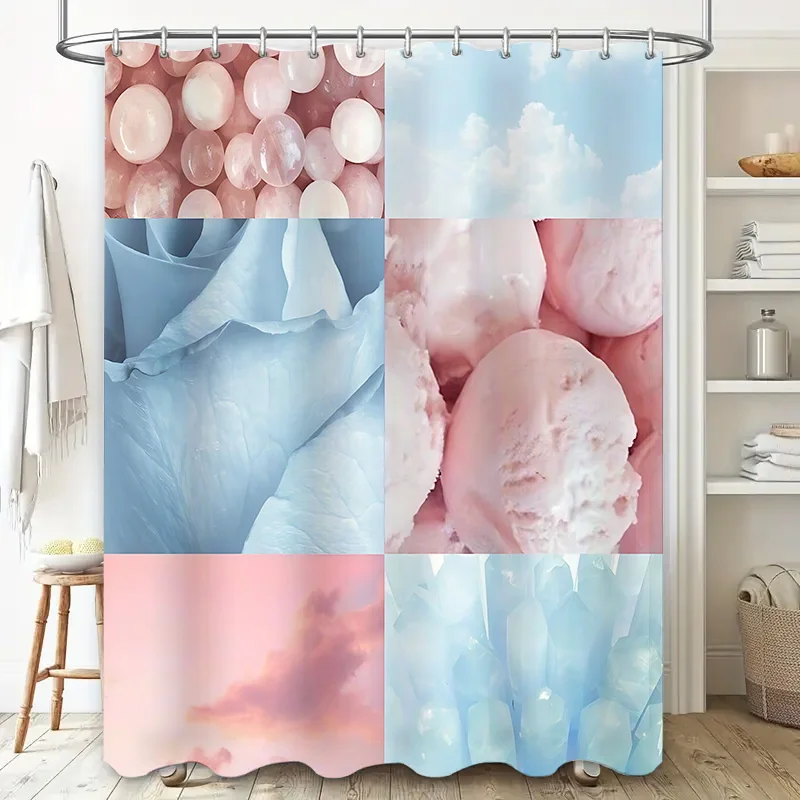 

Мечтательная розовая синяя занавеска для душа с жемчужным мороженым, уютный декор, водонепроницаемая, устойчивая к плесени, современная минималистичная, горячая распродажа
