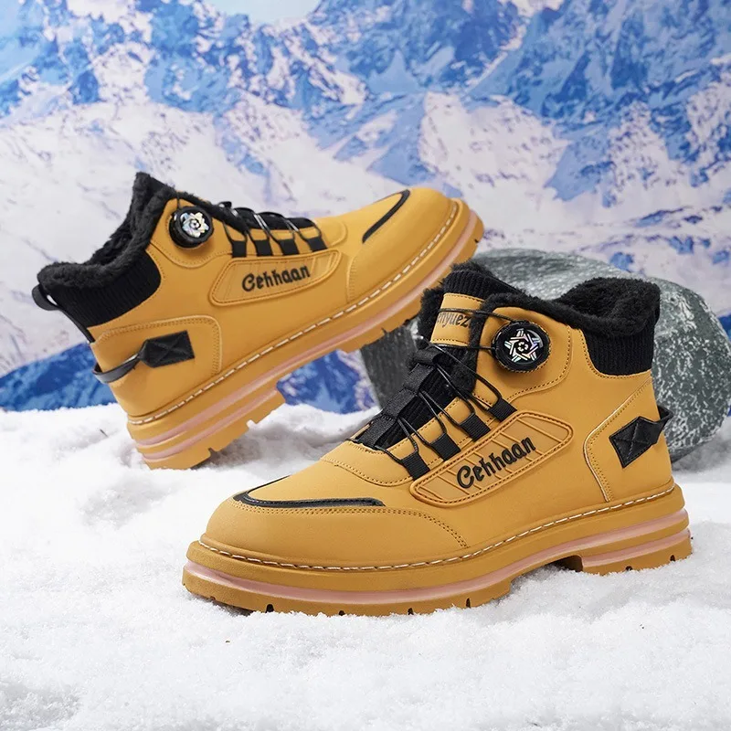Winter Men Boots Thicken Plush Warm Snow Boots Winter High-top Casual Sneakers Outdoor Non Slip Platform Boots Botas Para Hombre