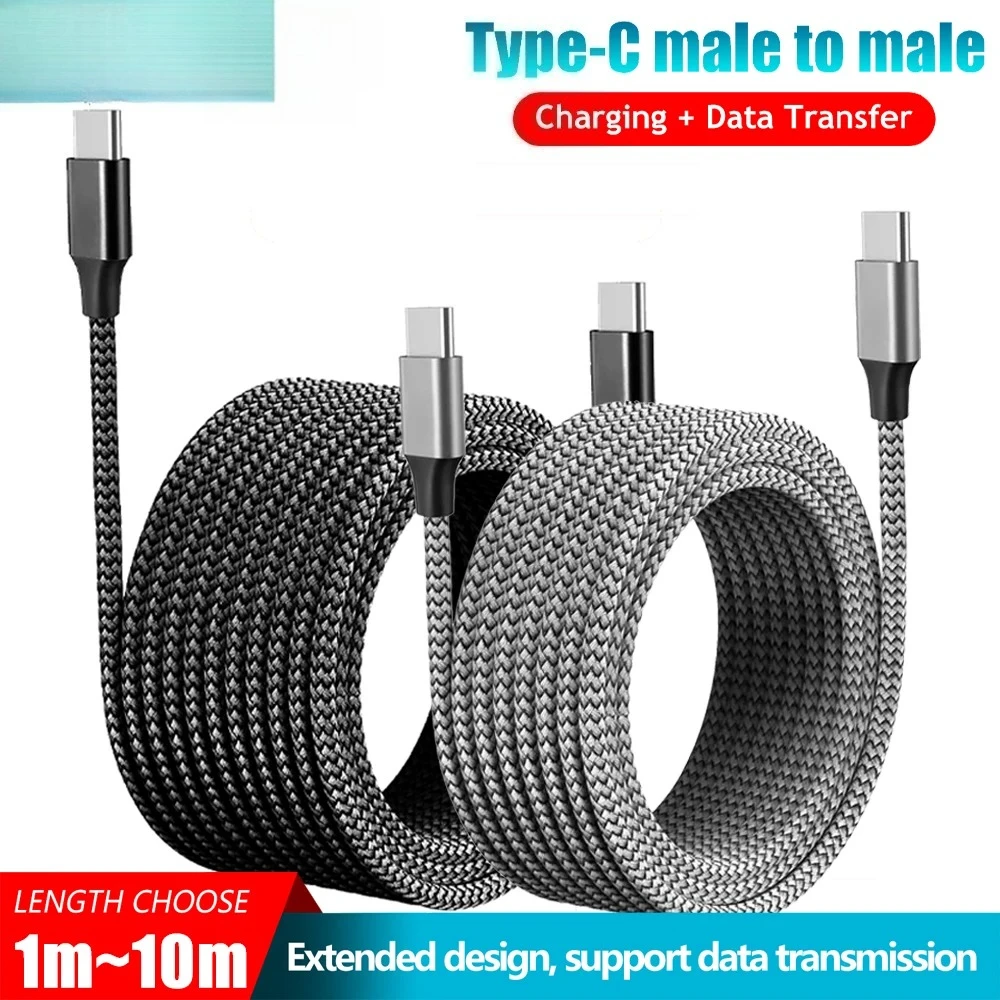 PD 60W Type C to Type C Fast Charging Cable, Nylon Braided Type C Data Cord 1M/2M/3M/5M/8M for iPhone 15 Samsung Huawei Xiaomi