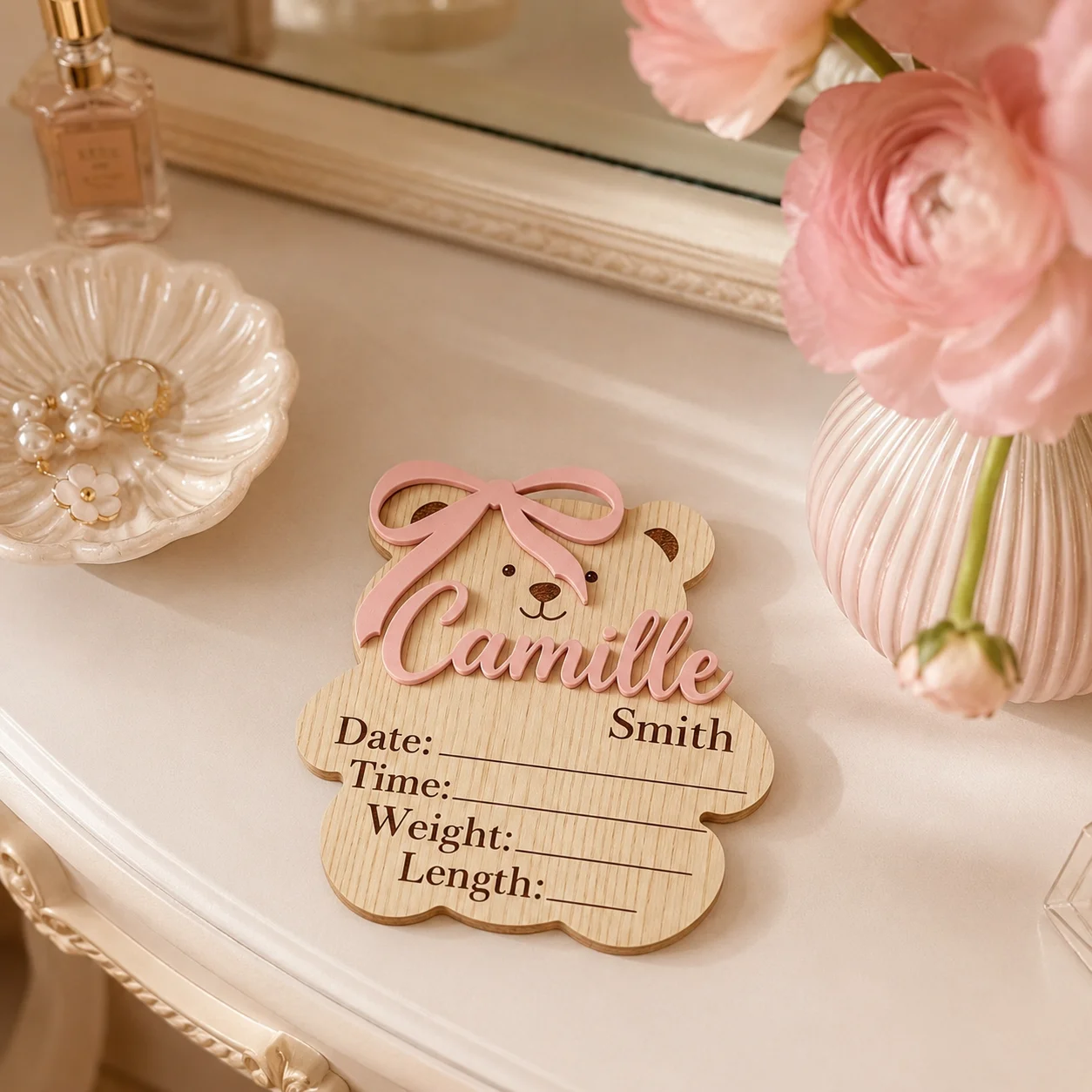 Plakat Nama Kayu Berbentuk Ber - Baby Nursery Keepsake ulasan dan harga