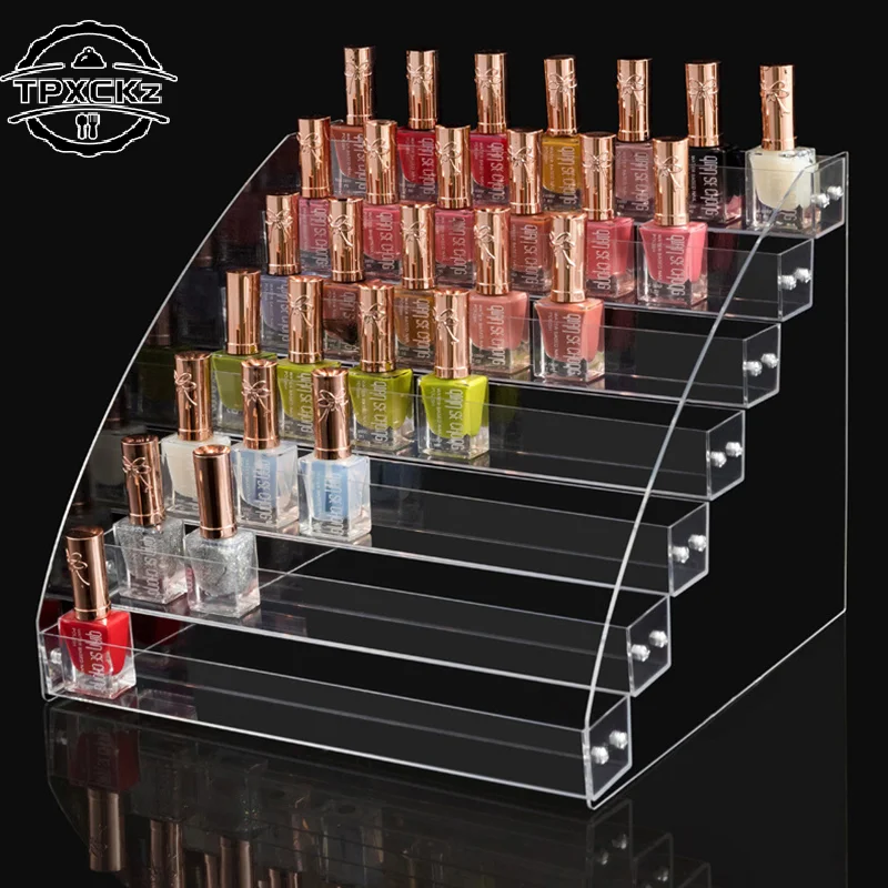 2/3/4/5/6/7 Layers Acrylic Nail Polish Display Rack Transparent Cosmetic Organizer Multi-layer Simple Mounting Rack Stand Holder