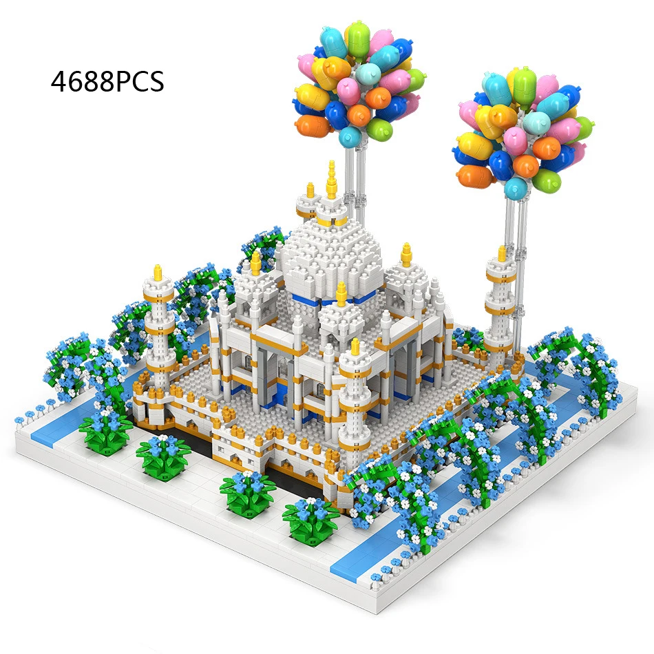 Mini bloco de arquitetura mundialmente famosa taj mahal índia micro tijolos de construção modelo brinquedos educativos nanobricks coleção para presentes