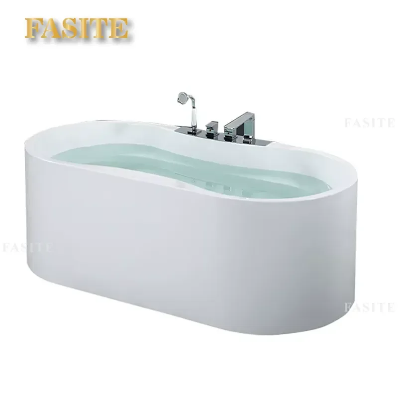 Modern Clear Acrylic Freestanding Bathtub Deep Soaking Round Corner Kids Bath Tub Small Space Bathroom Fixture Durable Easy