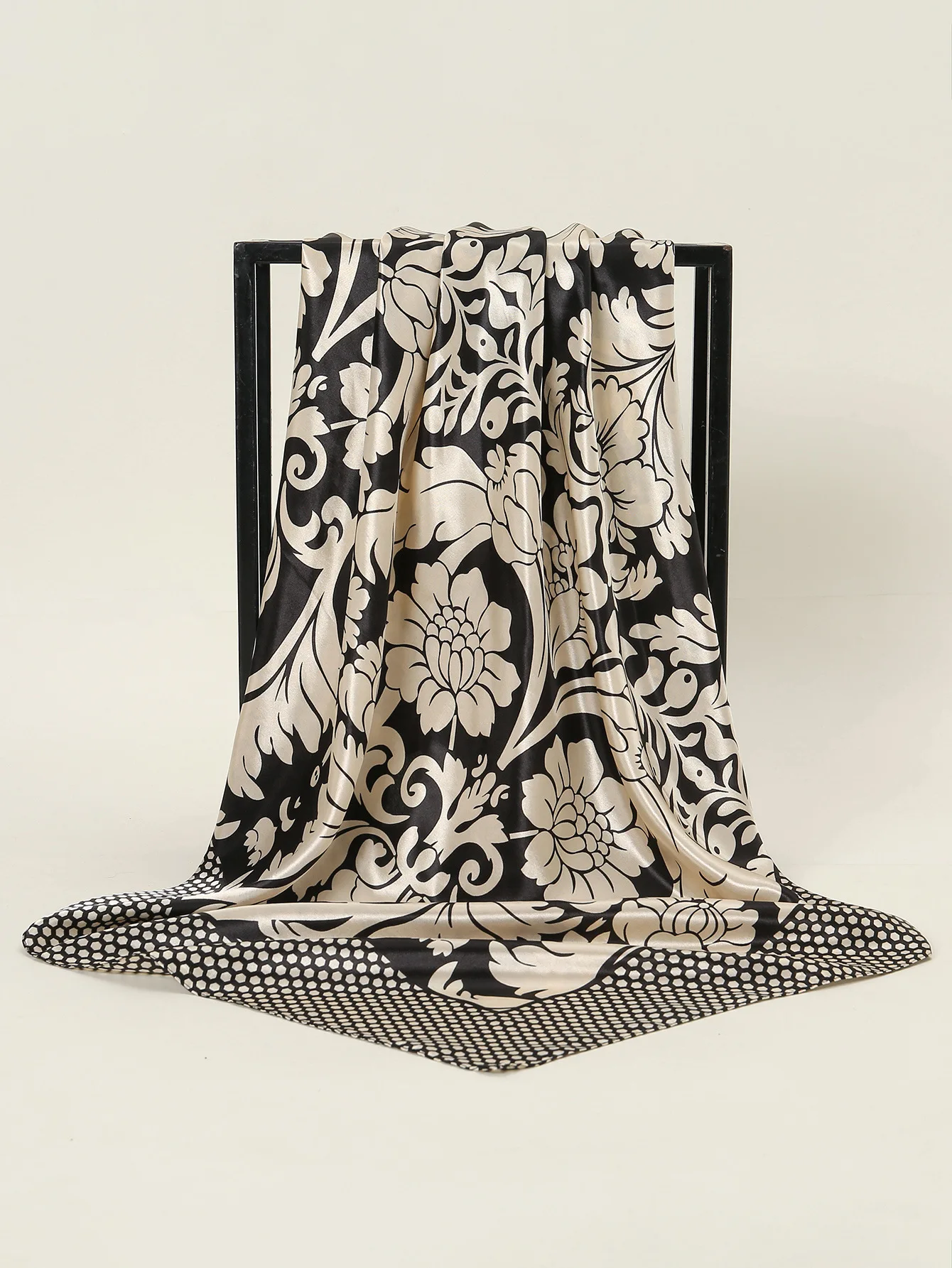 90*90cm quadratischer Seiden schal Frauen drucken Schals Satin Schal Wrap Hijab weibliches Stirnband Bandana Foulard Halstuch – Detail 6
