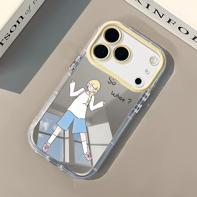 Phone Cases Yellow - Niedliche Mädchen-Handyhülle mit gelben Haaren, Spiegelklare