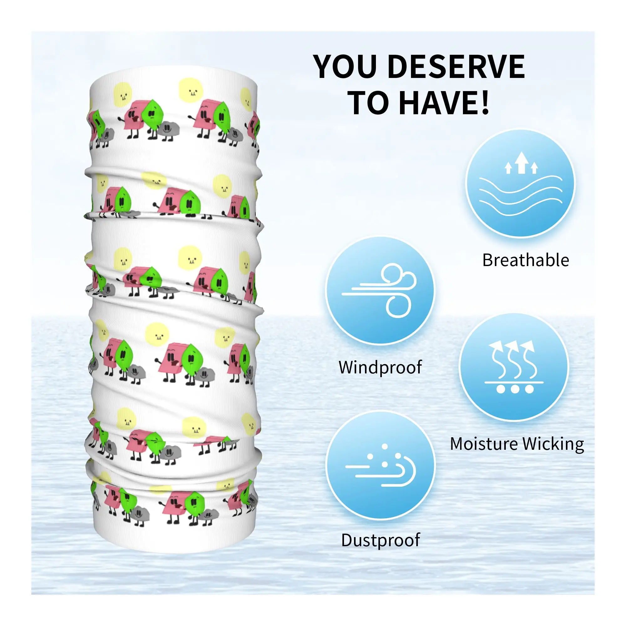 BFDI الجنون الجنون، جميع الشخصيات باندانا غطاء الرقبة قناع مطبوع وشاح متعدد الوظائف عقال المشي لمسافات طويلة الصيد للجنسين