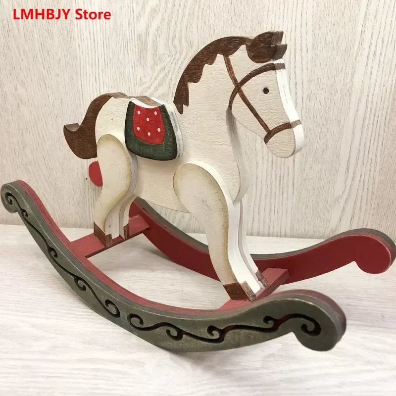 LMHBJY Christmas Decorations Home Decor Wine Cabinets TV Cabinets Decorations Christmas Rocking Horse Scene Layout