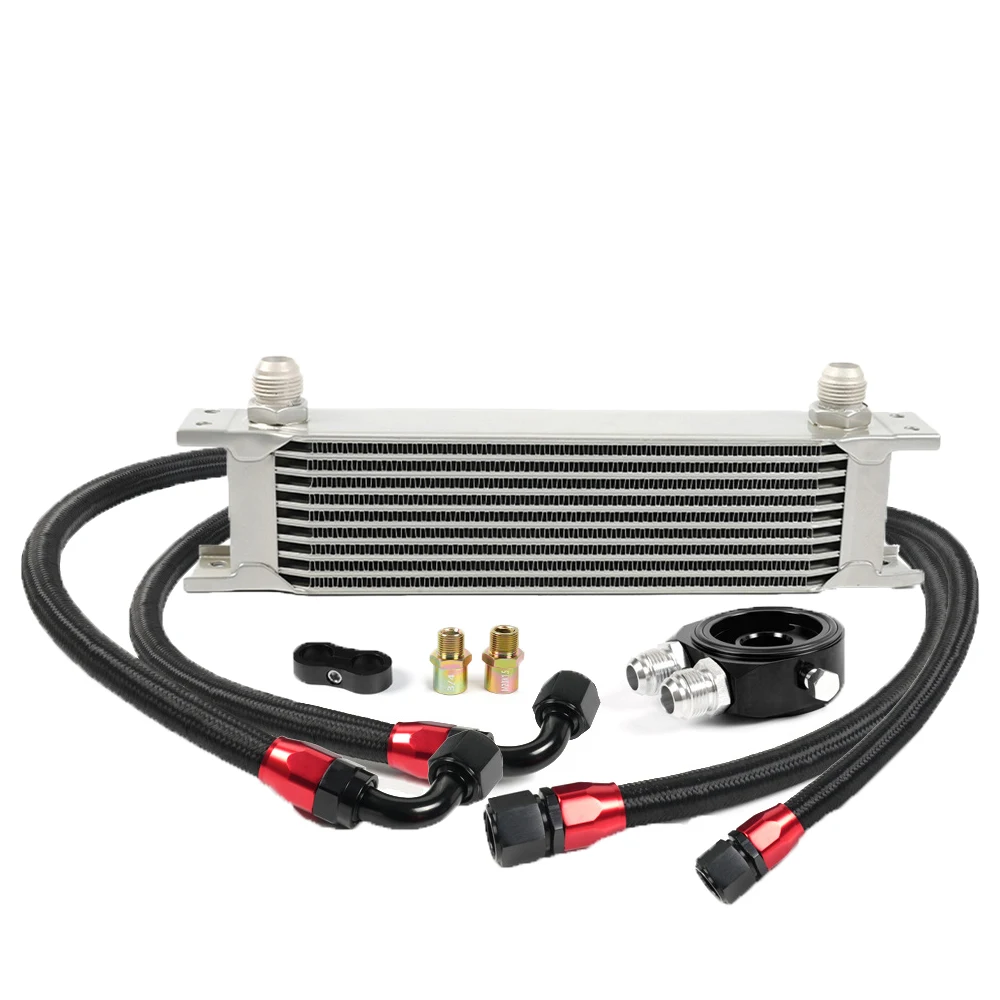 

Универсальный масляный радиатор AN10 на 10 рядов + комплект шлангов-адаптеров для фильтра