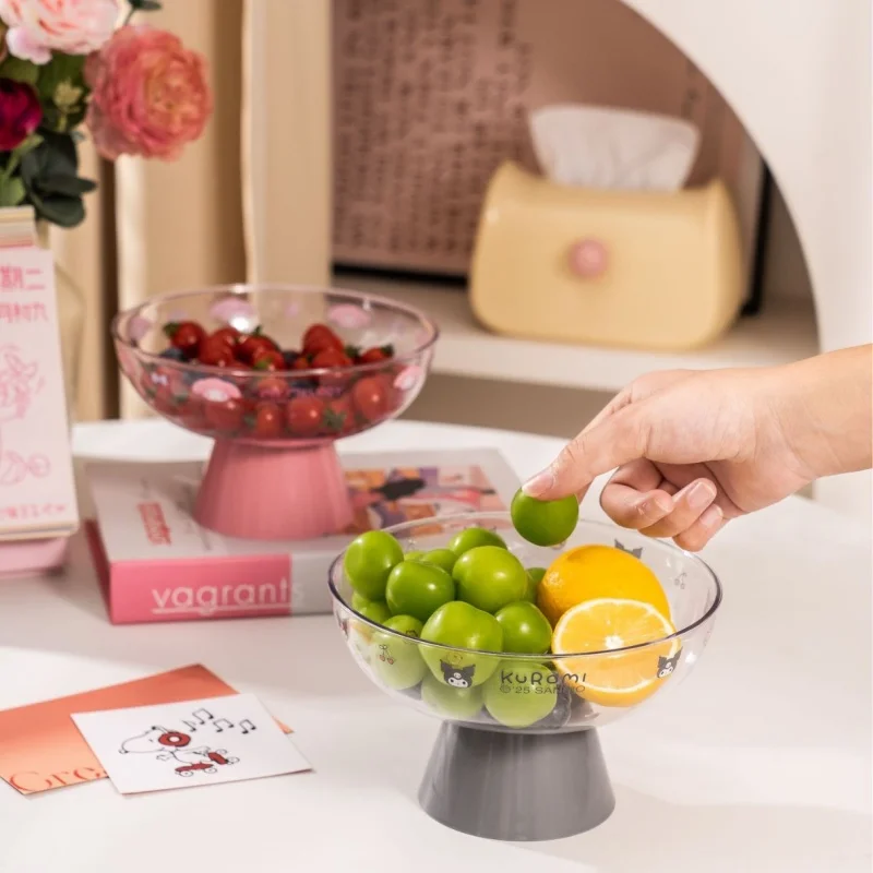 

New Hello Kitty Sanrio Drain Fruit Tray Tea Table Tray Kitchen Plastic Cute Cartoon Girl Heart Drain Fruit Basin Drain Basket