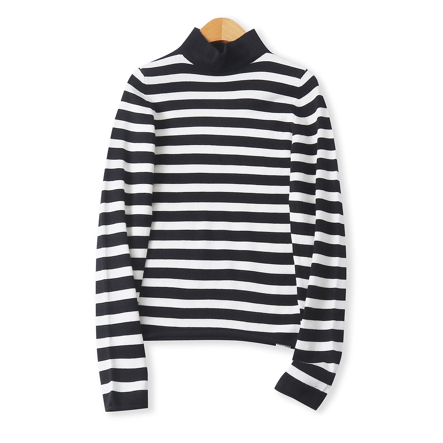 

Knitted Slim Fit Long Sve f High Collar Striped Base irt Autumn New Sle Women's Versatile Elastic Sweater Commute S...