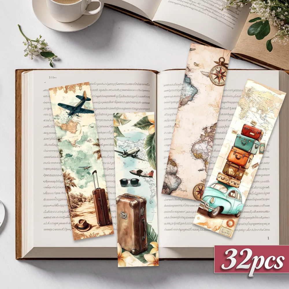 32 pièces, marque-pages vintage sur le thème du voyage, Noël, cadeau pour enseignant, cadeaux de rentrée scolaire, designs artistiques créatifs