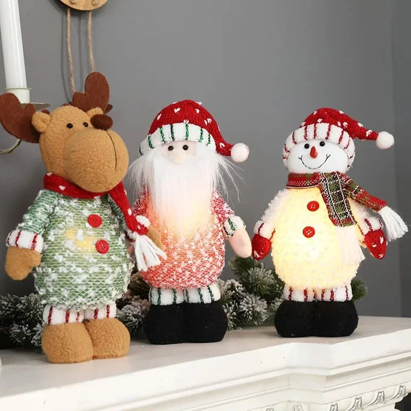 

Christmas Dolls Reindeer Snowman Santa Claus Standing Doll Decoration Light Up Elk Snowman Santa Claus Standing Doll