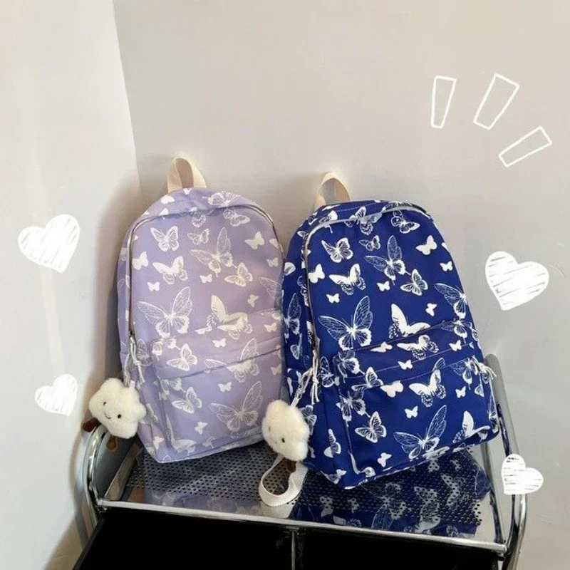 Fashion Butterfly Pattern Korean Women Backpack Student Backpack for School Book Storage and Travel Organizer